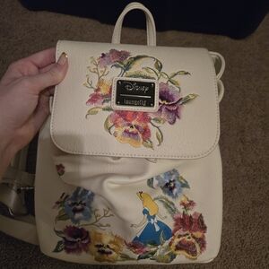 Loungefly Disney Cream Backpack with Floral Embroidery